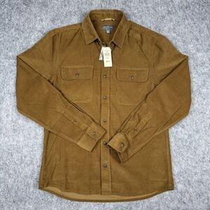 LL Bean Signature NWT Microwale Corduroy Shirt Men Small Slim Fit Brown $89 MSRP